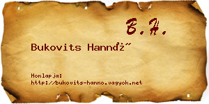Bukovits Hannó névjegykártya
